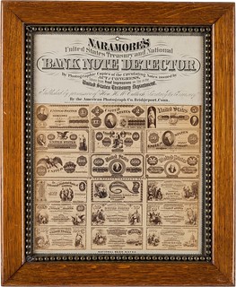 Lot 91331 Framed 1866 Naramore Counterfeit Detector sheet front