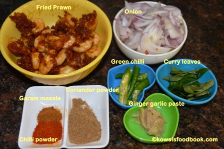 Ingredients for prawn roast