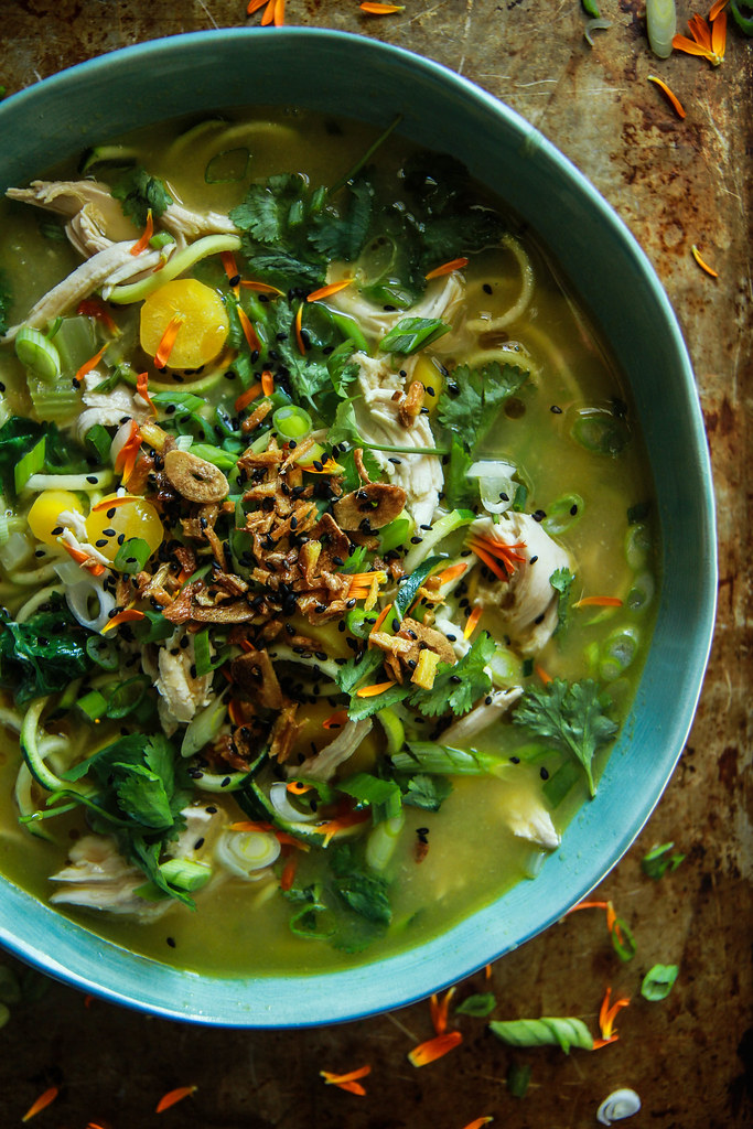 Asian Chicken Zoodle Soup from HeatherChristo.com