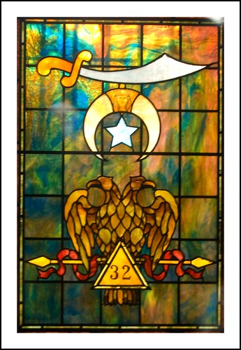 Masonic Symbol, Stained Glass - Captured on the back wall of
