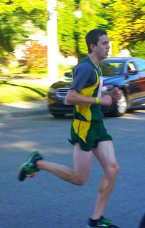 Noah running io the 7th fastest relay team of the 2014 Akron Marathon