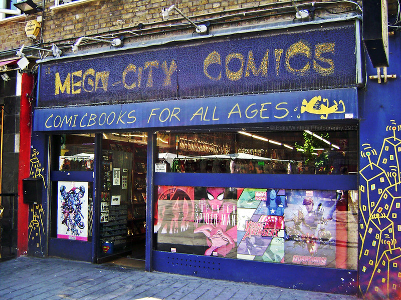 Le temple du comics et de la BD à Londres : Mega City Comics. Photo de Toby Jagmohan