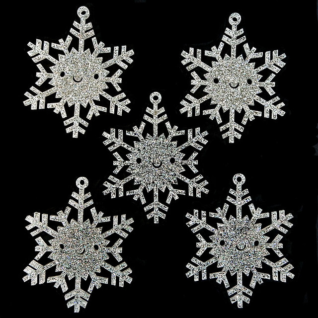 Holographic Glitter Snowflake ornaments