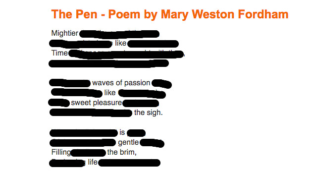 Blackout Poem - The Pen
