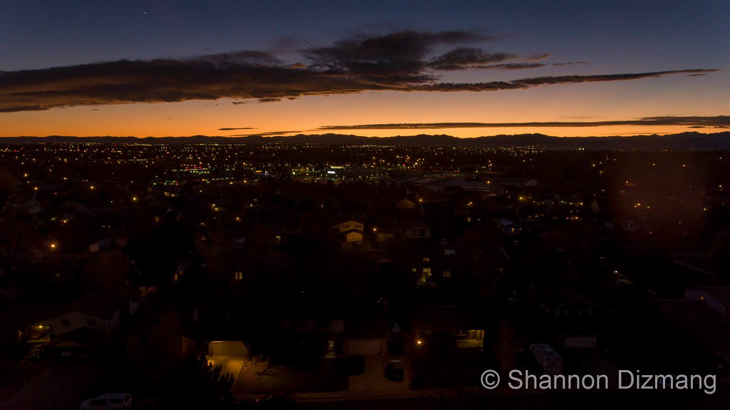 An aerial view of sunset in Thornton on November 14, 2016. (Shannon Dizmang)