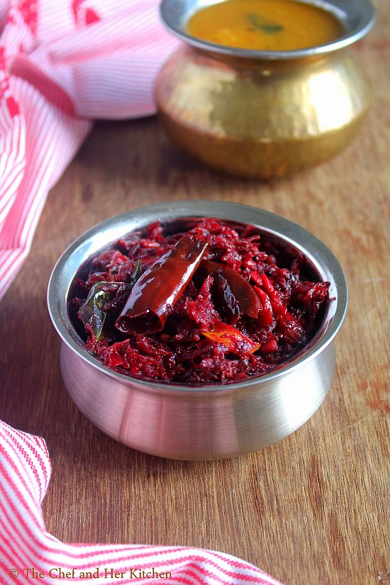 grated beetroot stir fry with garlic