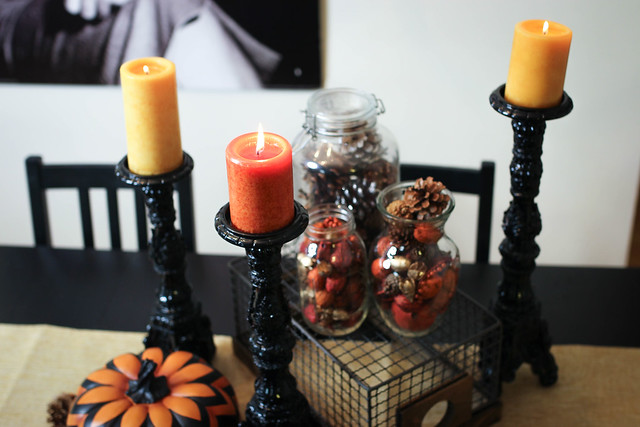 Pumpkin Candlesticks Fall Potpourri | Halloween to Thanksgiving Table Decor Ideas