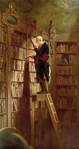Bibliophile in his library