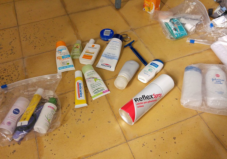 Toiletry selection on a Camino Packing List