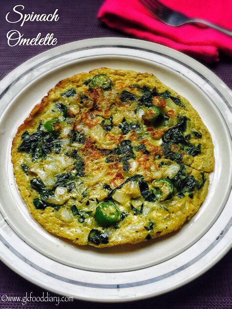 Spinach Omelette Recipe for Babies, Toddlers and Kids