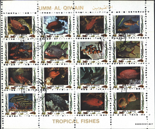 ZnÃ¡mky Umm al Qaiwain 1972 TropickÃ© ryby, razÃ-tkovanÃ½ blok