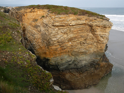 The fantastic rock formations at the beach next to the Playa de las Catedrales near Ribadeo, Spain