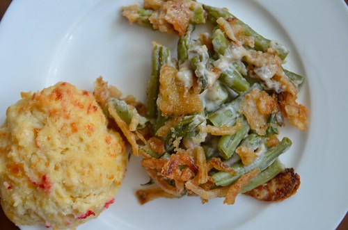 Green Bean Casserole with Cheddar Biscuit