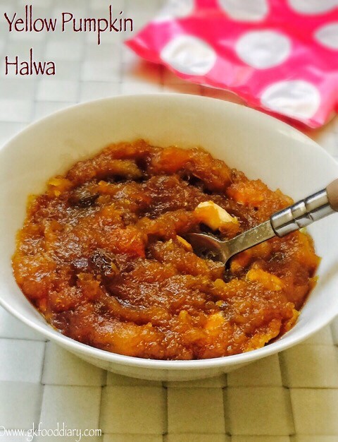 Yellow Pumpkin Halwa Recipe for Babies, Toddlers and Kids3