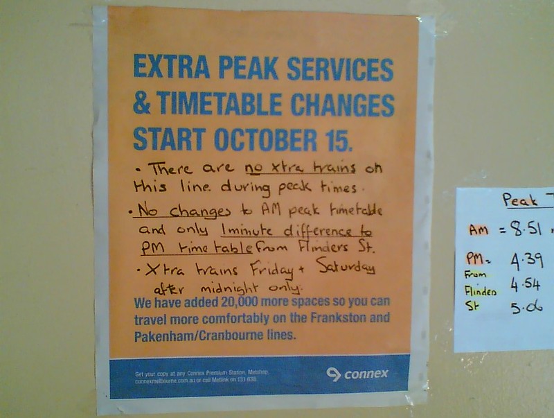 No extra services for you! Train notice, October 2006