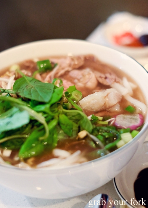Pho beef noodle soup with tendons at Eat Fuh, Marrickville