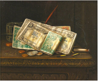 Painting of banknotes by Charles Alfred Meurer