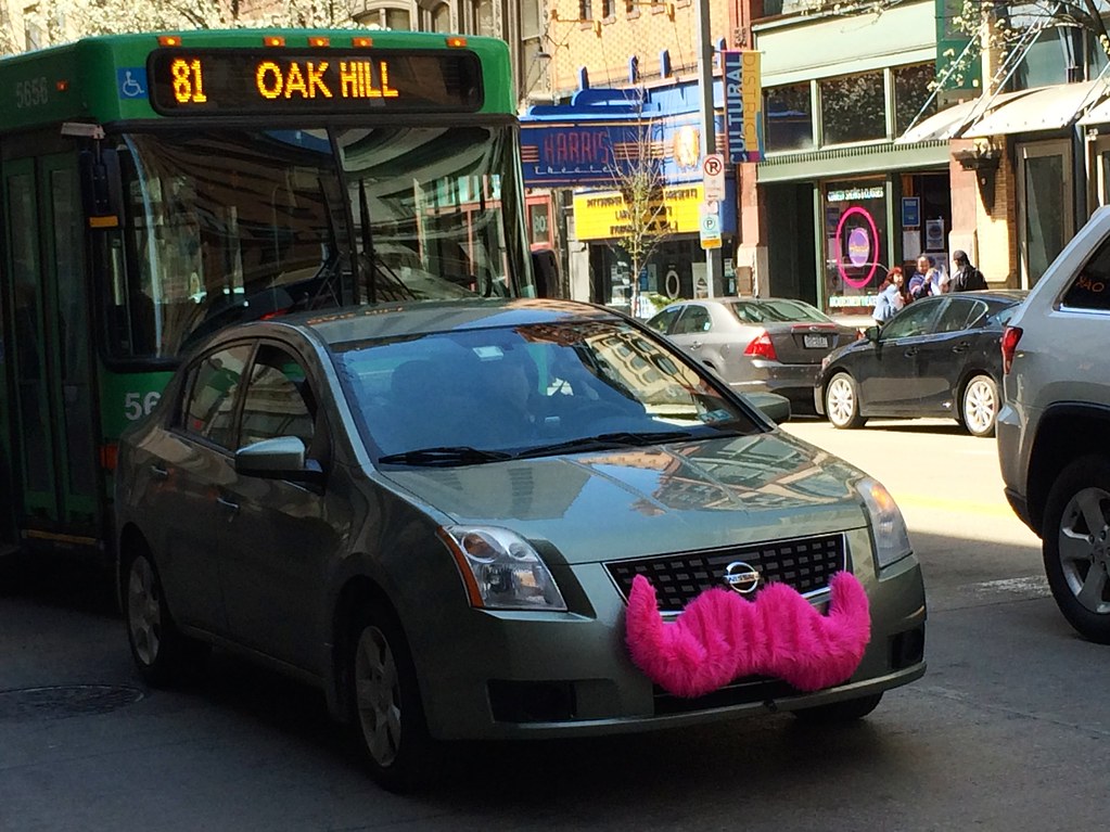 day 107: a pink mustached car