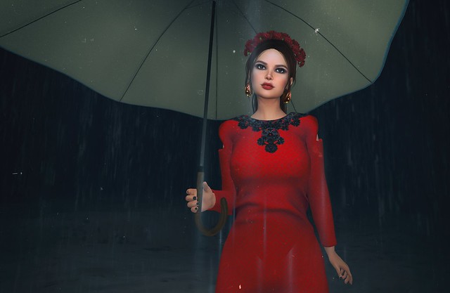 Lady in red & the rain