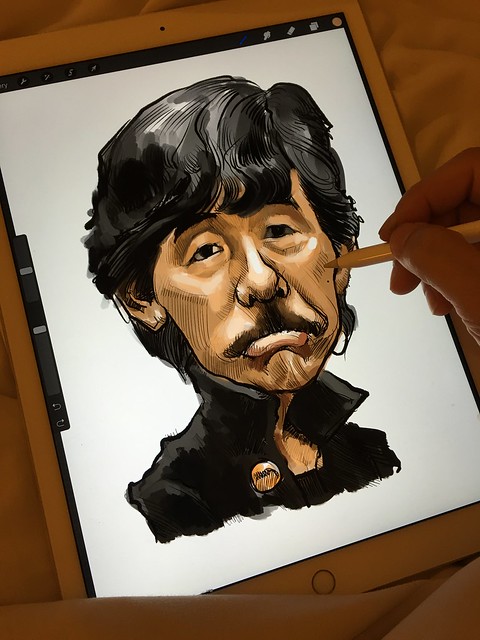 Digital painting of George Lam 林子祥 on iPad Pro + Apple Pencil in Procreate