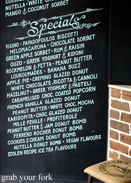 Special gelato flavours at Pagoto Gelato and Waffle House during the Community Kouzina Marrickville Food Tour for Open Marrickville 