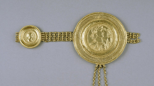 belt fragment with medallions of Roman Emperor Constantius II and Empress Faustina