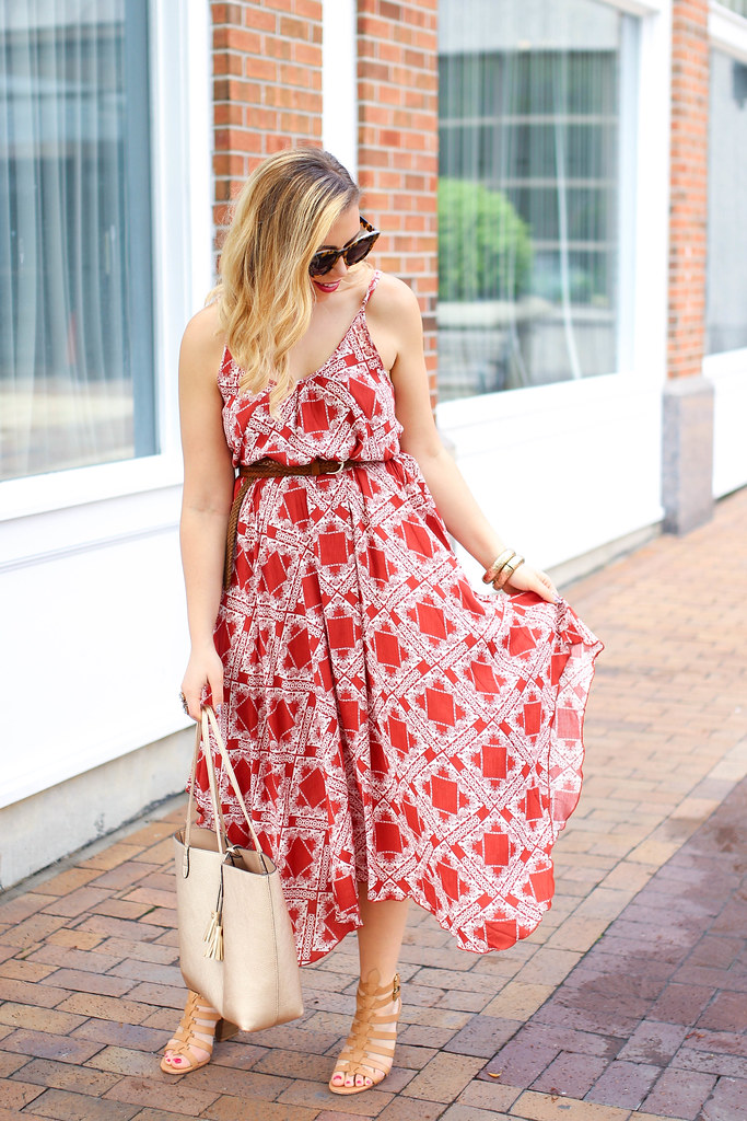 Lulu's Pondering Petals Rust Red Print Midi Dress | Casual Summer Outfit | Style on Living After Midnite by Jackie Giardina