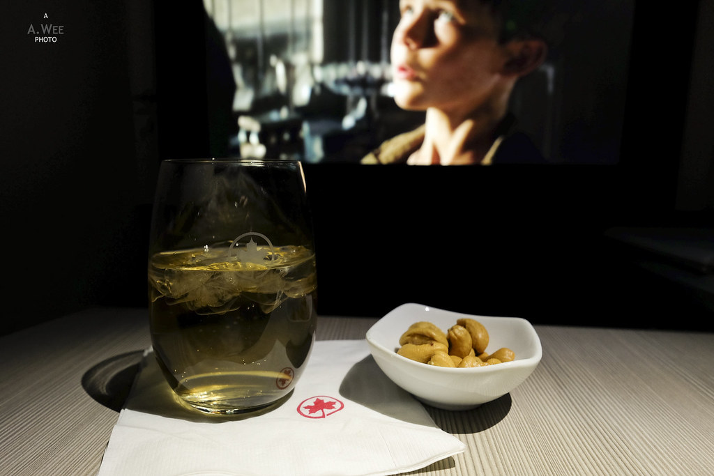 Relaxing with drink and snack