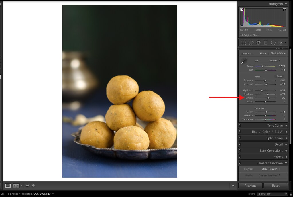 Whites, Lightroom Tutorial for Food photos, Lightroom tutorial, Editing RAW files in Lightroom,  Lightroom Food Tutorial, How to edit food photos in Lightroom, 