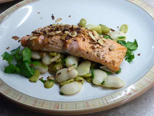 Zesty Trout with Warm Broad Beans and Butter Beans