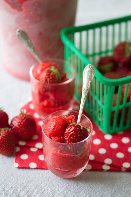 Strawberry-Basil Blender Sorbet