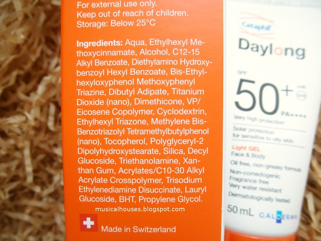 Daylong Sunscreen SPF50 Very High Protection Cetaphil Light Gel Ingredients