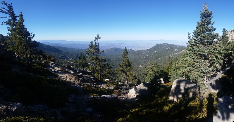 Panorama view west toward Idyllwild and Hemet from the Fuller Ridge Trail