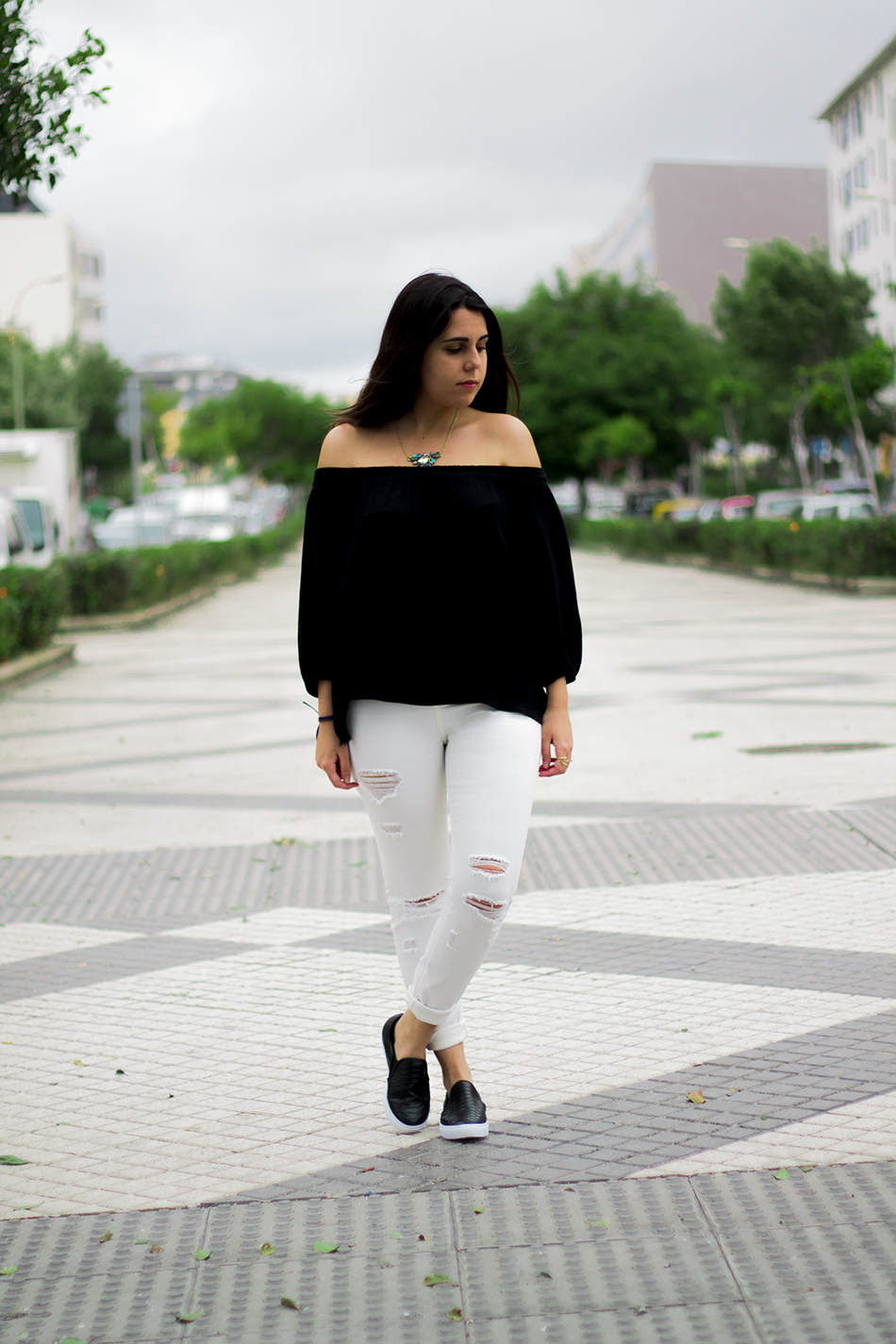 An Unusual Style: Off Shoulder in Black