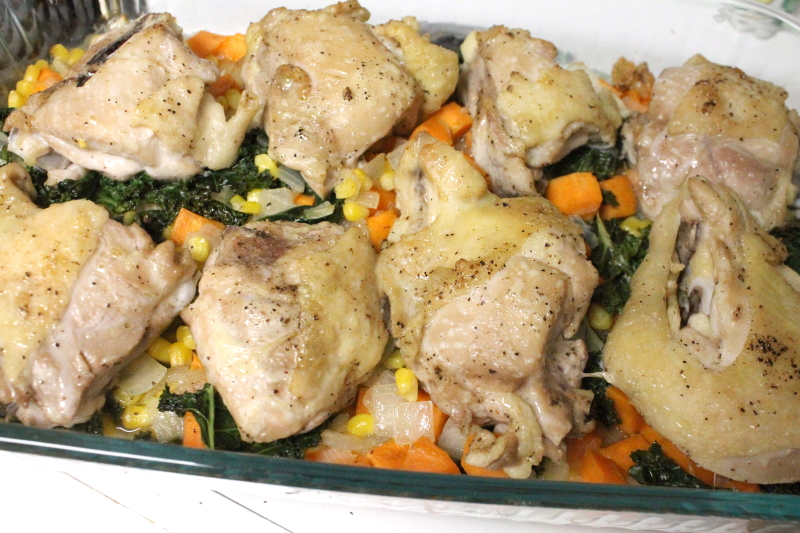 Chicken with Sweet Potatoes, Kale, & Corn