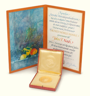 John Nash Nobel medal with box and certificate