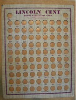 Earl & Koehler brand coin board for Lincoln Cents