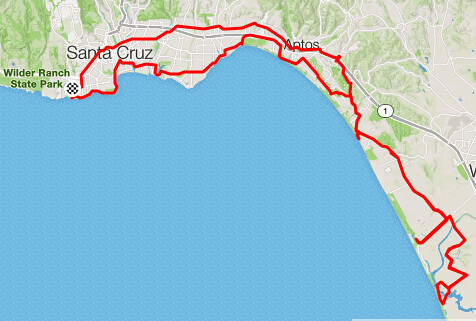 cycling route - all Santa Cruz state beaches