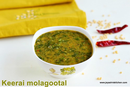 Keerai Molagootal recipe | Palakkad recipes | Jeyashri's Kitchen