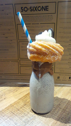 oreo milkshake topped with zeppola and cream