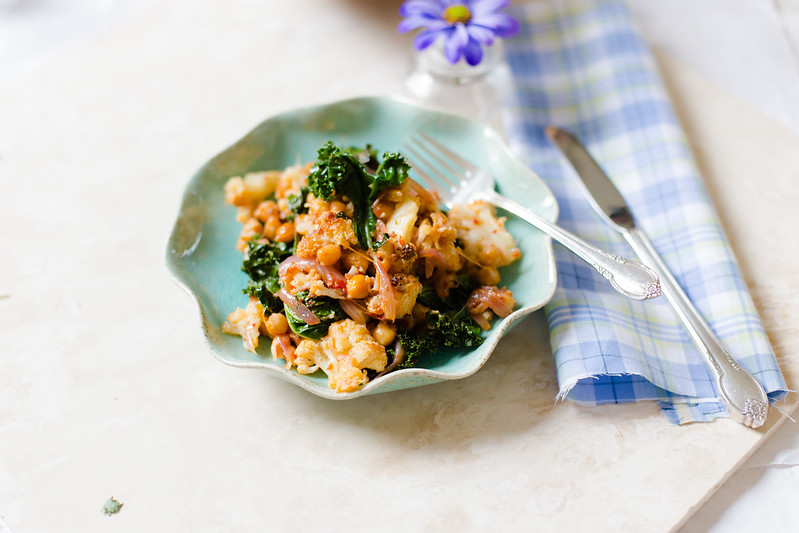 Cauliflower, Chickpea and Kale with Harissa