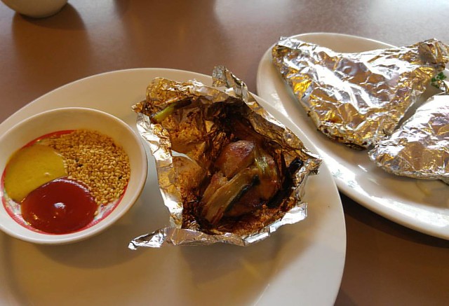 Paper-wrapped chicken (a house specialty) (yes, it's foil)