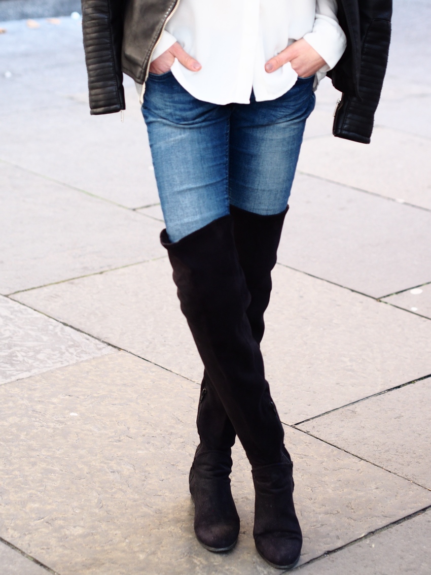 Black suede over the knee boots