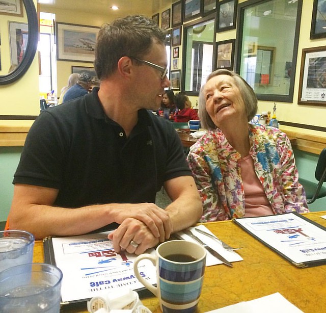 Josh and his 90-year-old grandmother at breakfast this morning.