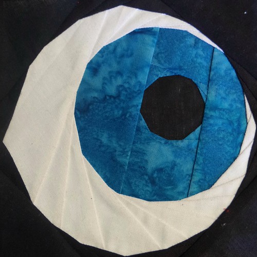 Mad eye Moody's eye. The start of a Halloween quilt top.