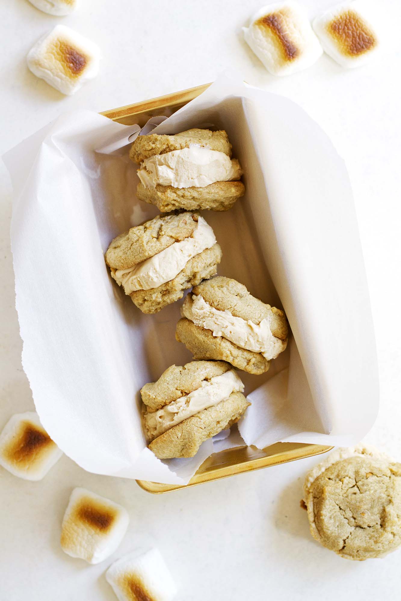 Toasted Marshmallow Peanut Butter Ice Cream Sandwiches | girlversusdough.com @girlversusdough