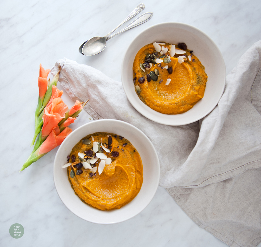 Roasted carrot pudding with almonds and cinnamon