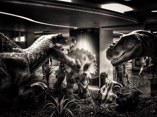 Dinosaurs in shopping mall