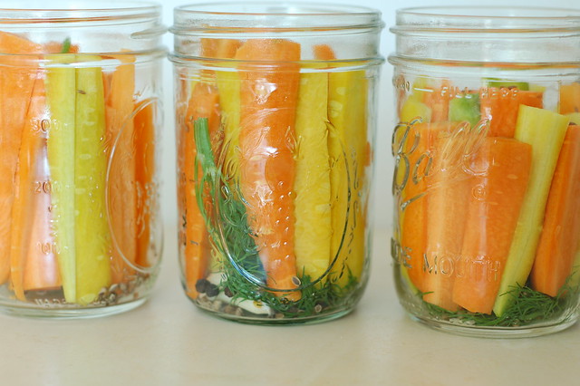 Packing the jars with carrots before adding the brine by Eve Fox, the Garden of Eating, copyright 2016