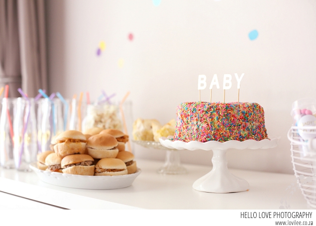 Confetti gender reveal party cakes